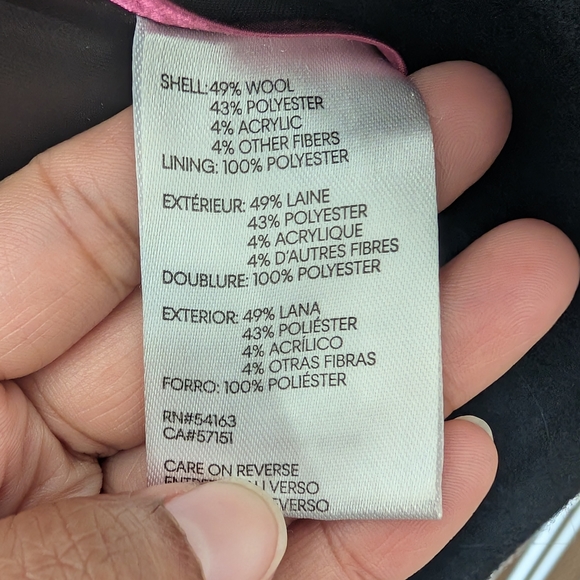 Black Charcoal Calvin Klein Wool Asymmetrical Wrap Coat – Size Large - Picture 4 of 11